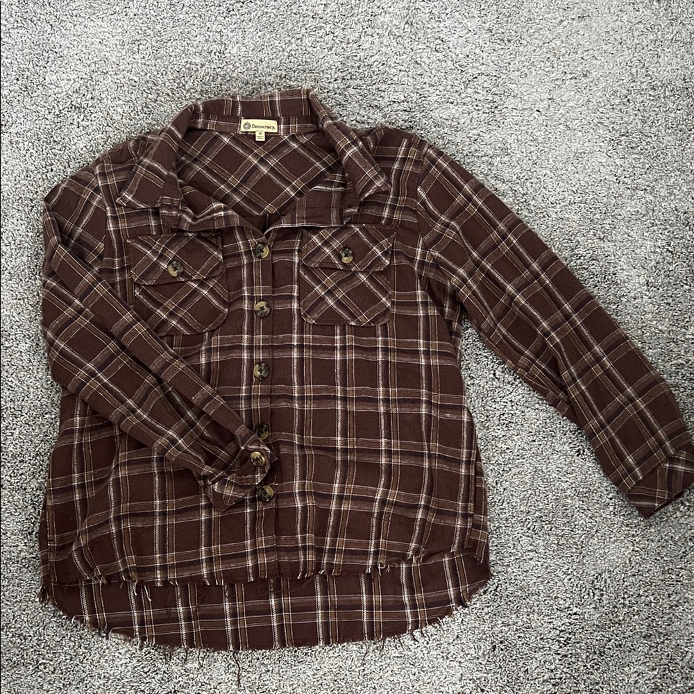 Democracy Chocolate Checkered Top